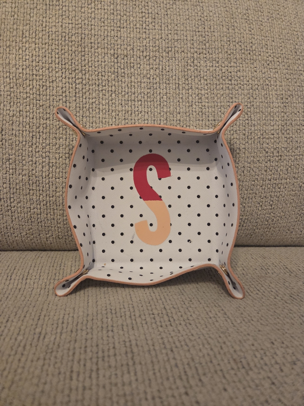 kate spade Polka Dot Monogram Tray in Peach & Red